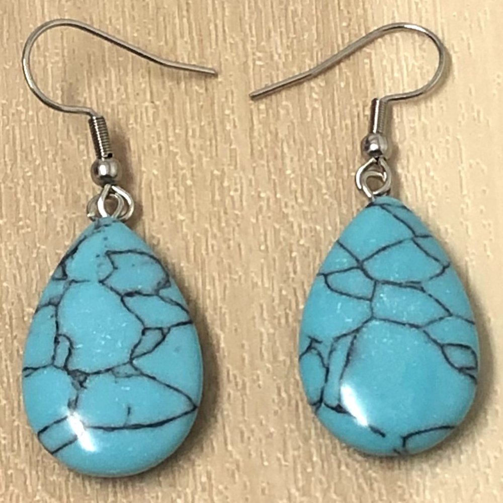 Blue Howlite Handmade Drop Earrings